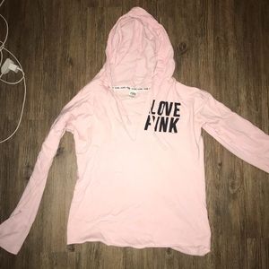 PINK V neck hoodie
